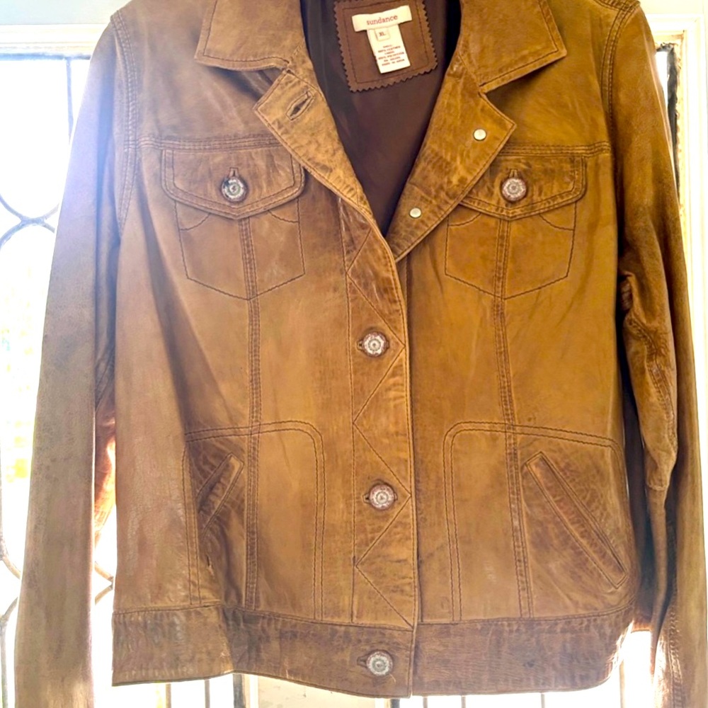 Sundance Distressed Jean Jacket in Lambs Leather